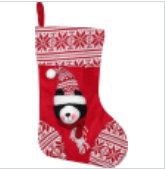 Black Bear Christmas Stocking Cotton Wool