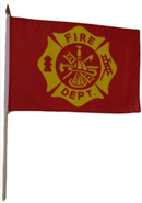 Fire Department 12"x18" Stick Flag ROUGH TEX® 68D 30" Wooden Staff
