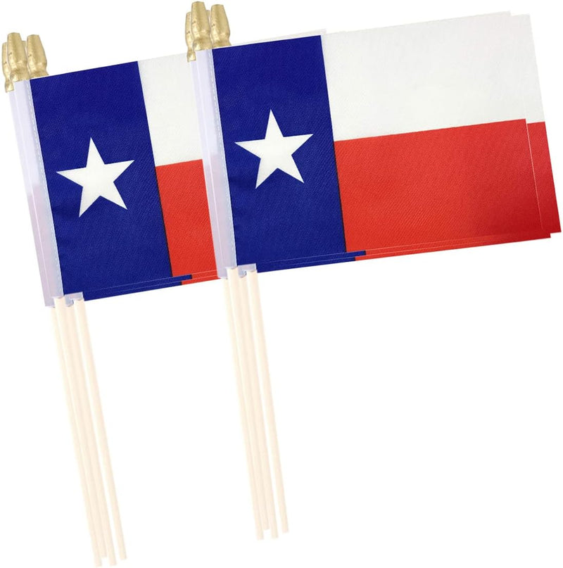 Texas State Flags 12"x18" Wooden Staff Safety Gold Spear Case Pack of 144