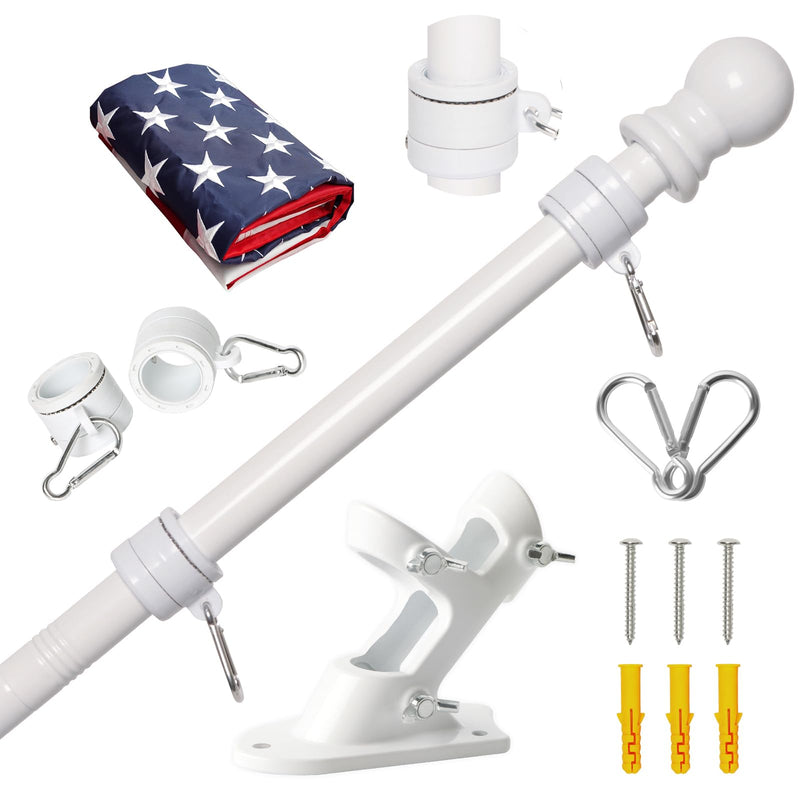 Spinner Flagpole Kit Cast Flagpole Bracket 3x5 Feet USA American Flag