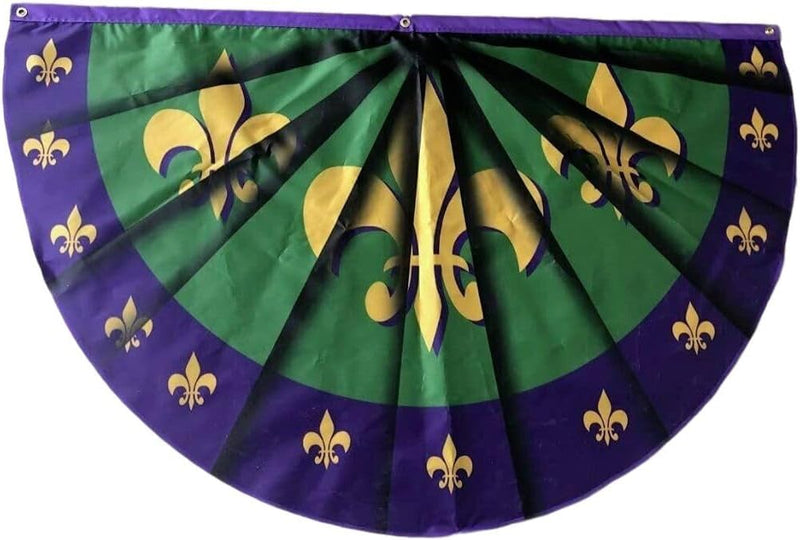 3'x5' Mardi Gras Buntings 100D Fleur de lis Rod Solow Inspired French New Orleans Cajun Country Fans