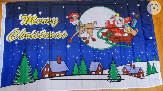 Merry Christmas Santa Sleigh Blue Sky 3'X5' Flag ROUGH TEX® 100D