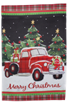 Merry Christmas Red Truck 12"x18" 100D ROUGH TEX® Double Sided Garden Flag