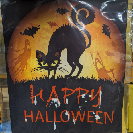 Happy Halloween Black Cat 12"x18" 100D ROUGH TEX® Double Sided Garden Flag