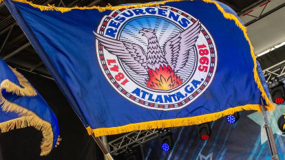 Atlanta Georgia 3x5 Feet Flag Made to Order New Design Flags Indoor Gold Fringed Sleeve Base 8' Oak Pole Spear