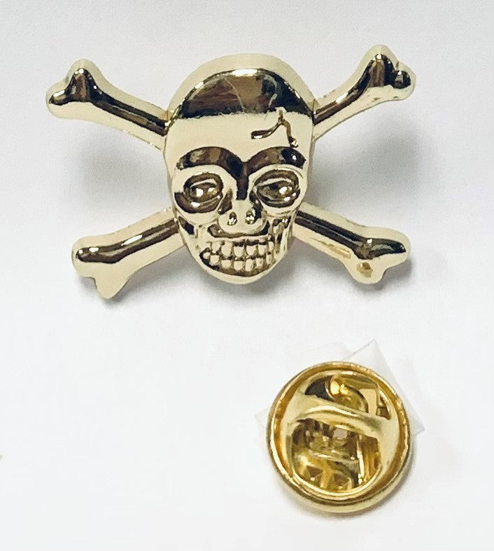 Gold Skull and Bones Lapel Pin