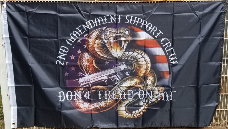 2nd Amendment Support Crew USA 3'x5' Flag ROUGH TEX® 68D Nylon Don't Tread on Me NRA
