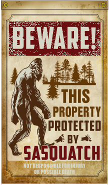 Beware Sasquatch 3'X5' Flag ROUGH TEX® 100D with Sleeve & Grommets