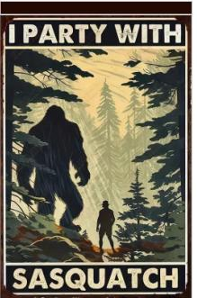 I Party With Sasquatch 12"x18" 100D ROUGH TEX® Double Sided Garden Flag