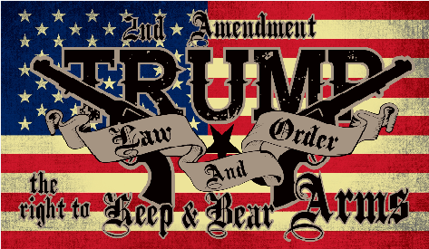 Trump Law And Order 2nd Amendment 12"x18" Stick Flag ROUGH TEX® 68D 30" Wooden Stick Sale