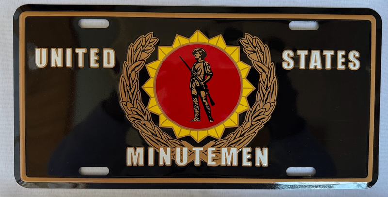 United States Minutemen Embossed License Plate Aluminum American USA National Guard Since 1776