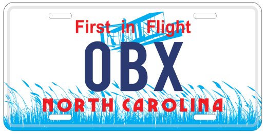 OBX North Carolina Embossed License Plate NC Outer Banks First in Flight Auto Tags