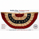 Americana USA Flag Bunting Fan Tea Stained Vintage Heavy Duty 420D Nylon Embroidered Stars 2x4 Feet