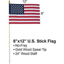 12 Pack 8"x12" American Flags Wood Staffs USA Black Friday MAGA Special Online Only One Dozen