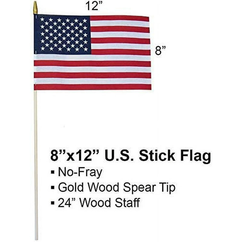 12 Pack 8"x12" American Flags Wood Staffs USA Black Friday MAGA Special Online Only One Dozen