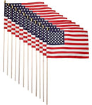 American USA Flags Mounted on Wooden Staffs 4x6 6x9 8x12 12x18 16x24 24x36 Inches