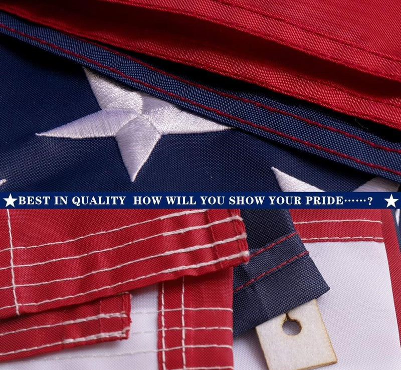 American Flag 3x5 Feet 600D 2 Ply Poly Heavy Duty USA Embroidered Stars Sewn Stripes