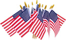 American Flags 12 Pack 4"X6" USA Stick Flags 10" Wooden Staff Gold Spears (Twelve Pack)