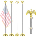 American Budget U.S.A. Flag Complete Indoor Flagpole Kit Gold Fringe & Eagle Metal Pole Base