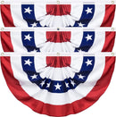USA 3'x6' Feet Cotton American Flag Bunting Fans Embroidered (Three Pack)