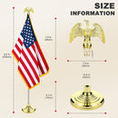 American Budget U.S.A. Flag Complete Indoor Flagpole Kit Gold Fringe & Eagle Metal Pole Base