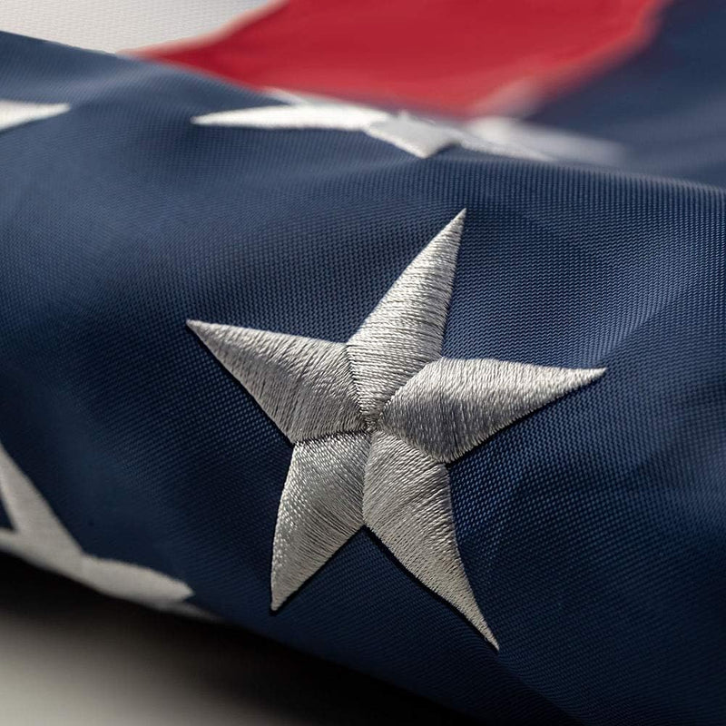 American Flag 2.5'x4' 210D Nylon USA Embroidered Stars Sewn Stripes Sleeved House Banner