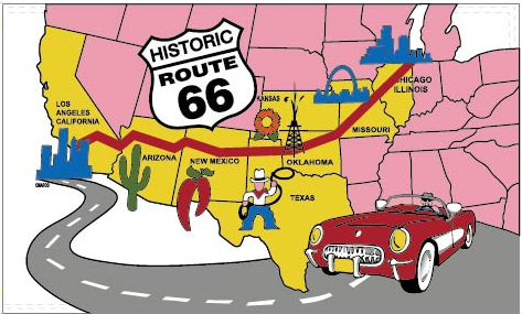 Route 66 Road Historic Rt Map 3'X5' Flag ROUGH TEX® 100D USA