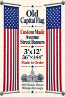 American Flag Avenue Street Banners | 2-Pack | 36x144 in | 3'x12' 100% Nylon | Made to Order