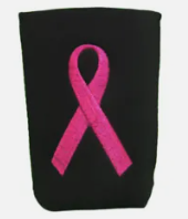 Pink Ribbon Black Can Jacket Holder Drink Koozie Rough Tex®