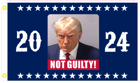 Trump 2024 Not Guilty Mugshot Blue 3'X5' Flag ROUGH TEX® 100D