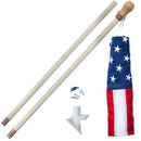 USA Economy Printed or Preminum Embroidered Flag Home American Wooden  USA Flagpole 6' Pole Kit Black Friday