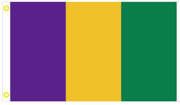 Mardi Gras Tri Color 3'X5' Flag ROUGH TEX® 100D