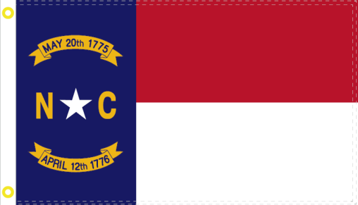North Carolina 2'x3' Embroidered Flag Rough Tex® Cotton