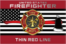 Fire Fighter Thin Red Line 3'x5' Flag ROUGH TEX® 100D