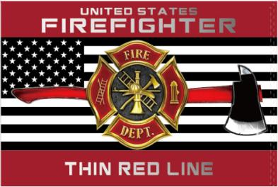 Fire Fighter Thin Red Line 3'x5' Flag ROUGH TEX® 100D