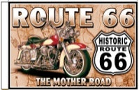 Route 66 Map 12"x18" Stick Flag ROUGH TEX® 100D 30" Wooden Stick