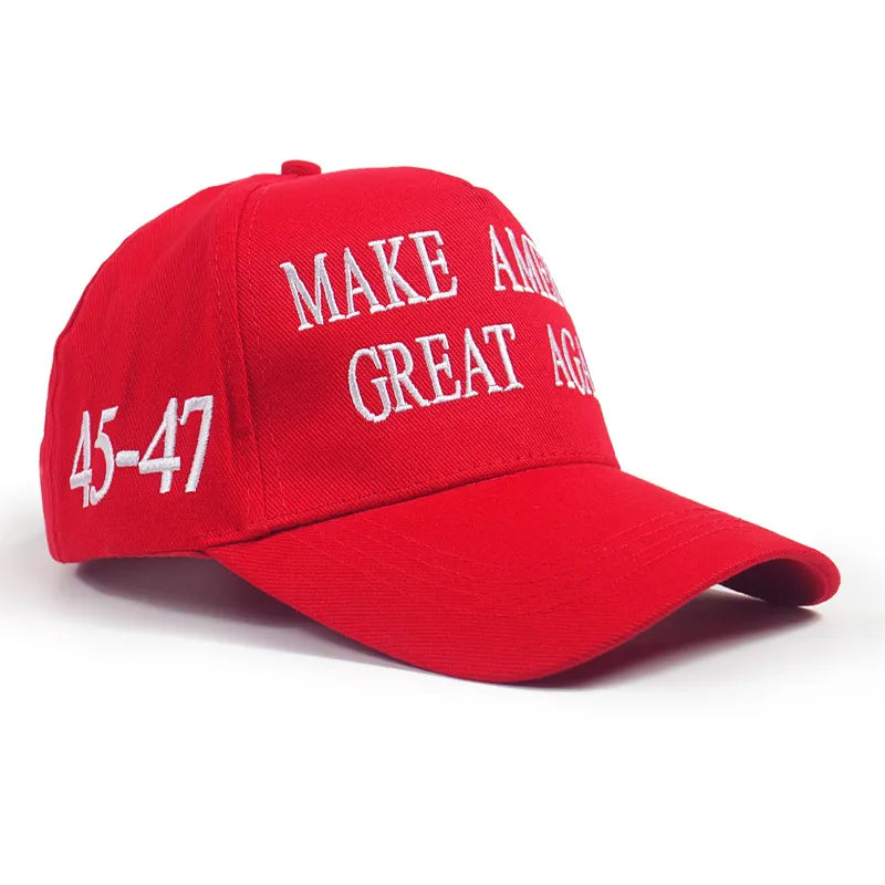 45 47 MAGA Make America Great Again Red USA Flag Caps Trump 2024