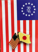 American Japan Friendship Flag Lapel Real Cloisanne Pins Japanese Vintage