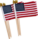 12 Pack USA 4"x6" American Stick Flags Wooden Staff