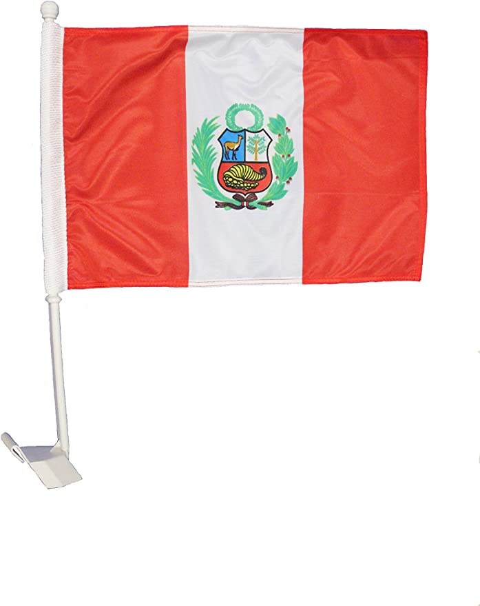 Peru 12"x18" Car Flag Flag ROUGH TEX® 68D Single Sided