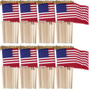 386 8x12 Inches USA American Flags Wooden Stick Staff Gold Spear