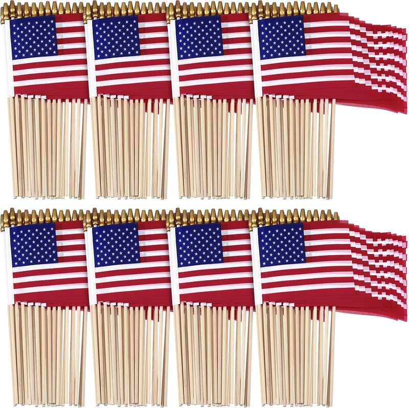 386 12x18 Inches USA American Flags Wooden Stick Staff Gold Spear