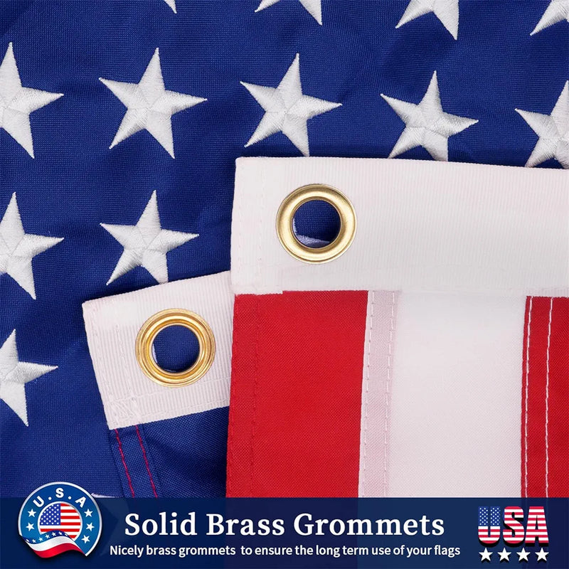 USA Flags 2ply Rough Tex Poly Embroidered American Flags All Sewn Stripes Brass Grommets U.S.A.