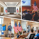 American Budget U.S.A. Flag Complete Indoor Flagpole Kit Gold Fringe & Eagle Metal Pole Base