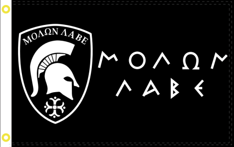 Molon Labe Black 3'x5' Flag ROUGH TEX® 68D Nylon