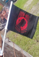Red Black POW MIA Flag Car Flag Knit Double Sided USA
