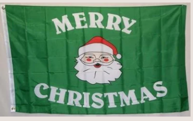 Merry Christmas Santa Green 3'X5' Flag ROUGH TEX® 68D