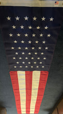 USA American Pulldown Banner 12.5"x80" Embroidered Flag ROUGH TEX® 420D Sewn Nylon Stripes