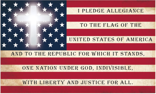 USA Pledge of Allegiance Cross 3'X5' Flag ROUGH TEX® 100D Christian American