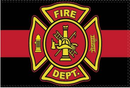 Firefighter Red Line Memorial 3'x5' Flag ROUGH TEX® 100D